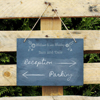 Personalised Wedding Hanging Slate Sign, 2 of 2