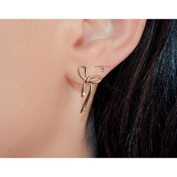 Silver And Gold Bow Bridesmaid Earrings, 2 of 8