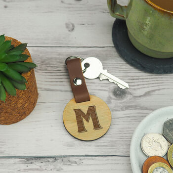 Personalised Wooden Initial Keyring, 3 of 6