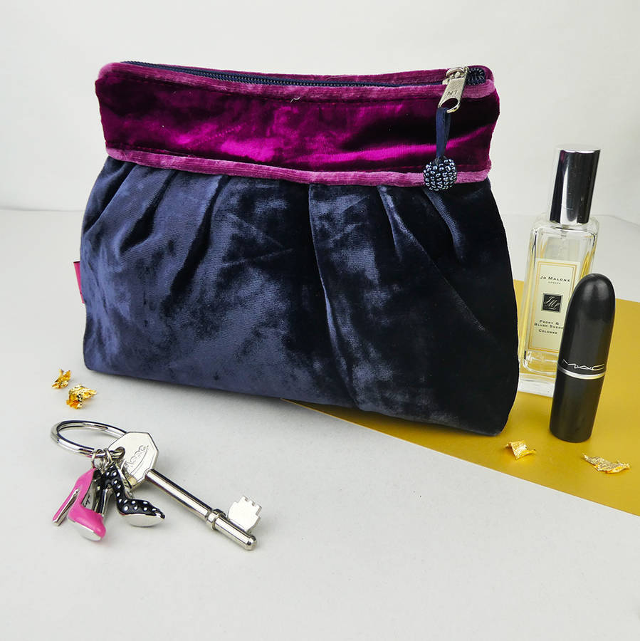 purple velvet clutch bag