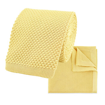 Pastel Yellow Diamond End Knitted Neck Tie In 100% Soft Polyester, 11 of 11