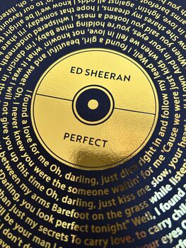 Personalised Foiled Record Song Lyric Print, 9 of 10