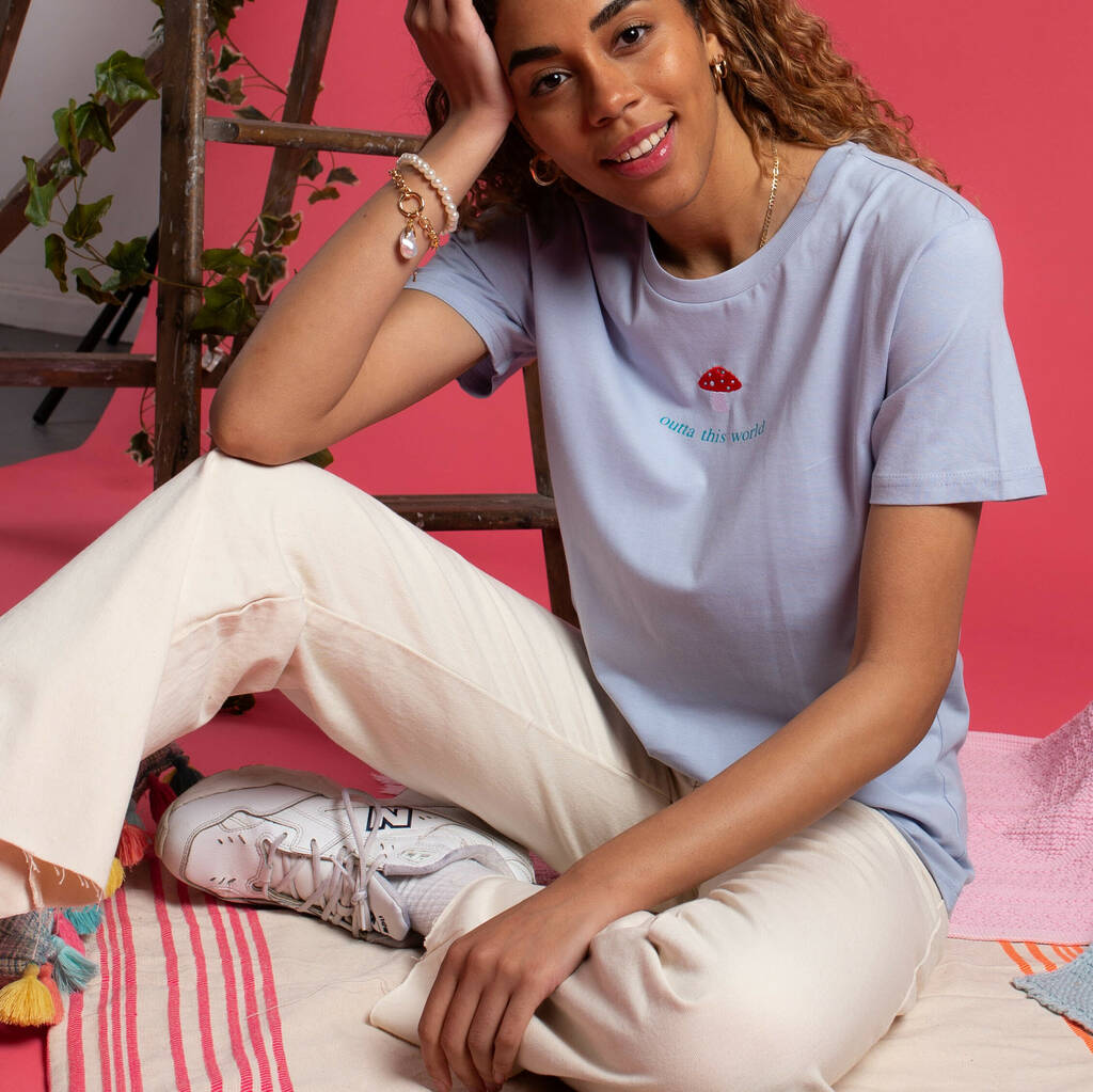 Embroidered Outta This World Mushroom T 