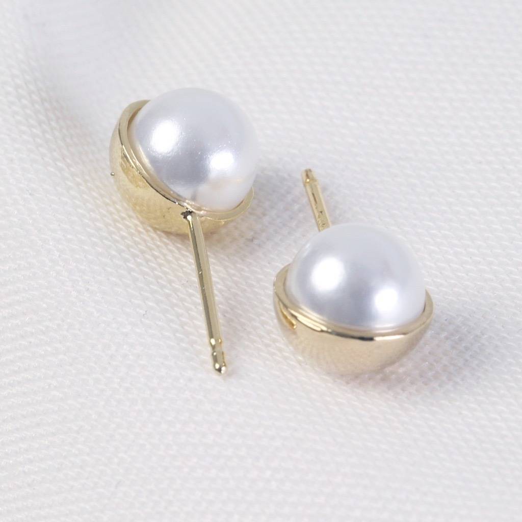 White Pearl Ball Stud Earrings By Lisa Angel | notonthehighstreet.com