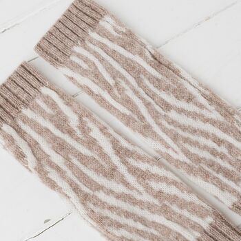 Zebra Lambswool Knitted Wrist Warmers, 11 of 12