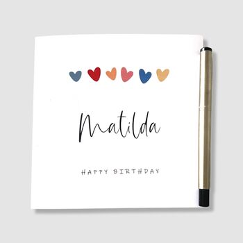 Personalised Birthday Card With Hearts, 5 of 7