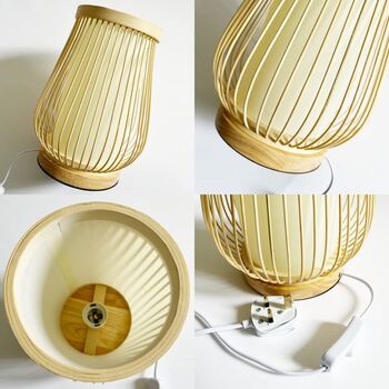 Bamboo Lampshade With Wooden Based Table Lamp, 3 of 6