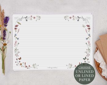 A4 Landscape Letter Writing Paper With Flower And Butterfly Design, 2 of 4