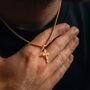 Mens 18 K Gold Cross Pendant Mini Crucifix Necklace, thumbnail 1 of 10