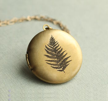 Personalised Engraved Fern Locket Necklace With Photos, 10 of 12