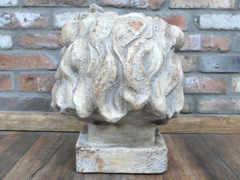 7 Kg Large 41cm Distressed Stone Effect Lion’s Head Planter, 2 of 5