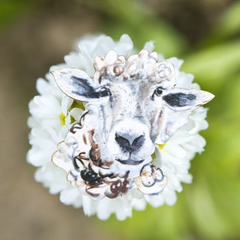 Inky Sheep Eco Wooden Pin Brooch, 4 of 6