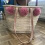 Personalised Large Shopping Basket Bag With Pom Poms, thumbnail 8 of 9