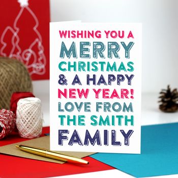 Merry Christmas Personalised Family Greetings Card, 2 of 2