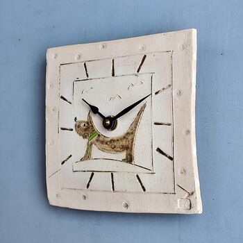 Ceramic Wall Clock Brown Dog, 2 of 6