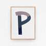 Purple And Blue Personalised Initial Letter Art Print, thumbnail 7 of 12