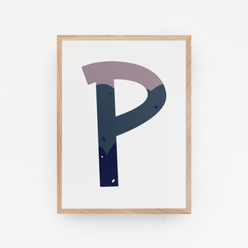 Purple And Blue Personalised Initial Letter Art Print, 7 of 12