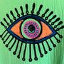 Long Organic Cotton Robe: Bright Green Eye, thumbnail 4 of 4
