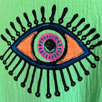Long Organic Cotton Robe: Bright Green Eye, 4 of 4