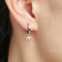 Sterling Silver Aurora Ab Cz Marquise Crown Huggie Hoop Earrings, thumbnail 7 of 10