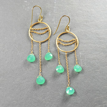 Amelia Earrings Chrysoprase And Gold, 2 of 3
