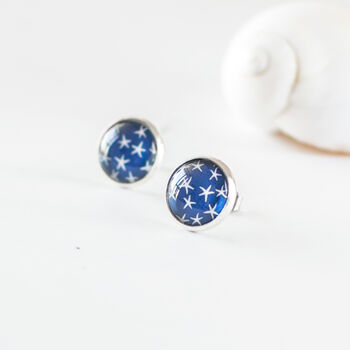 Navy Blue Stars Earrings, 3 of 9