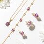 Pink Sapphire Halo Engagement Ring In Sterling Silver And Gold, thumbnail 6 of 12