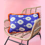 Handmade Orange And Blue Silk Cushion, thumbnail 1 of 2