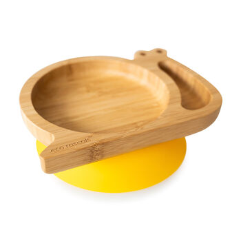 Bamboo Tableware Suction And Section Plate Snail Yellow, 4 of 4