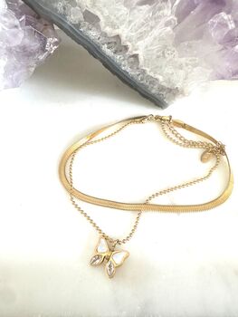 Papillon Waterproof 18k Gold Plated Anklet, 2 of 6