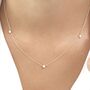 Three Diamond Station Necklace In Solid Gold, thumbnail 5 of 5