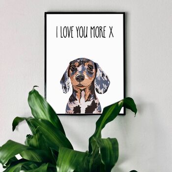 Personalised Dappled Dachshund Dog Print, 2 of 5