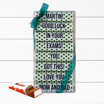 Good Luck Wishes Personalised Kinder Chocolate Gift, 2 of 9