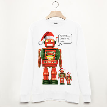 Activate Christmas Mode Robot Men's Sweatshirt, 3 of 3
