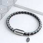 Men's Personalised Leather Mix Bracelet With Matt Clasp, thumbnail 3 of 6