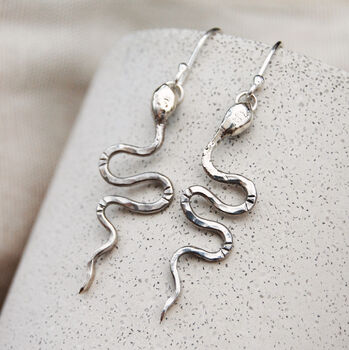 Kundali Serpent Silver Snake Earrings, 5 of 10