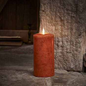 20cm Tru Glow® Mottled Orange LED Chapel Candle, 3 of 4