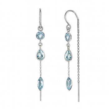 Azura Blue Topaz Sterling Silver Threader Earrings, 5 of 8
