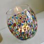 Multicoloured Blossom Painted Round Glass Tea Light Holder, thumbnail 2 of 5