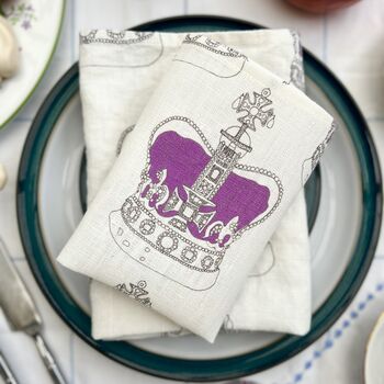 The King's Coronation Crown Linen Lunch Napkins, 3 of 6