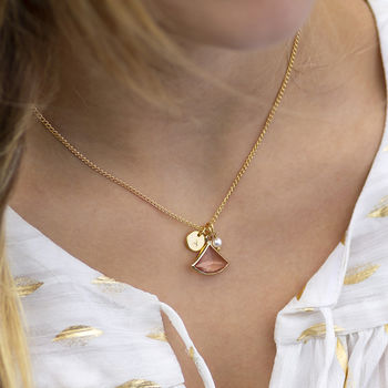 Fan Shaped Gemstone Charm Necklace, 2 of 6