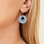 Blue And Cream Stripey Circular Earrings, thumbnail 4 of 7