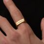 Engraved Four Sided 18 K Gold Band Ring, Mens Ring, thumbnail 1 of 10