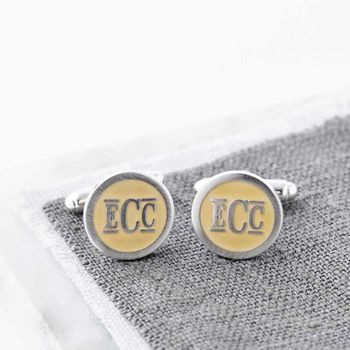 Sterling Silver Gold Plated Monogram Initials Cufflinks, 2 of 4