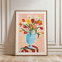 Poppies And Tulips Wall Art | Hand Painted Floral Print, thumbnail 1 of 10