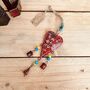 Hand Painted Red Heart Wind Chime Bell With Beads, thumbnail 1 of 10