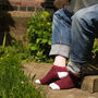 Retro Black And Lux Taylor Burgundy Men's Trainer Socks, thumbnail 4 of 4