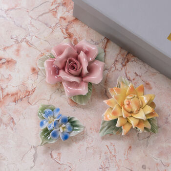 Delicate Porcelain Flower Magnets Set Of Three, 2 of 6