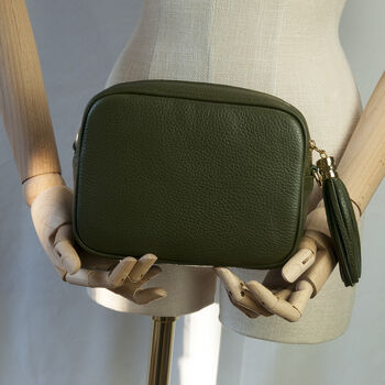 Olive Leather Personalised Crossbody Box Handbag, 6 of 12