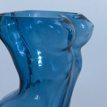 G Decor Extra Large Blue Female Torso Shaped Glass Vase, 3 of 5